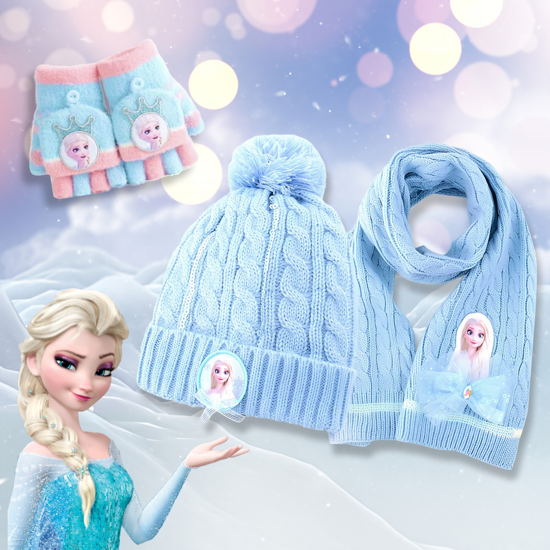 Elsa's Cozy Trio: Hat, Scarf, and Gloves