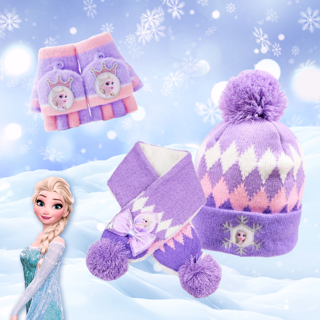 Elsa's Cozy Trio: Hat, Scarf, and Gloves