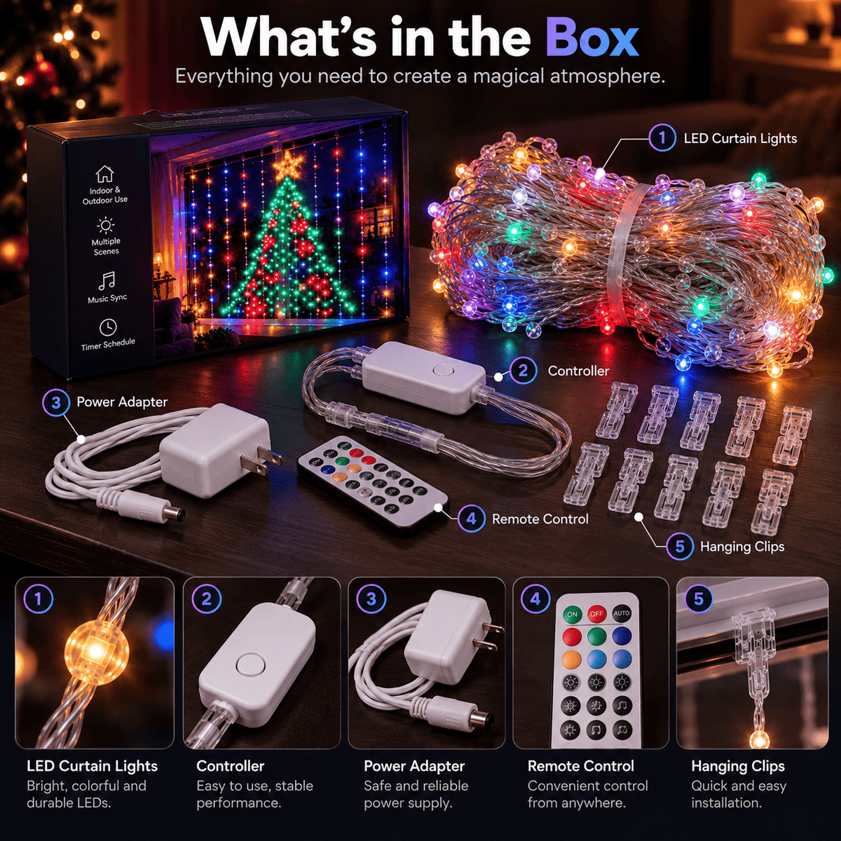 Smart Window Lights – 3×3 m Animated LED Curtain