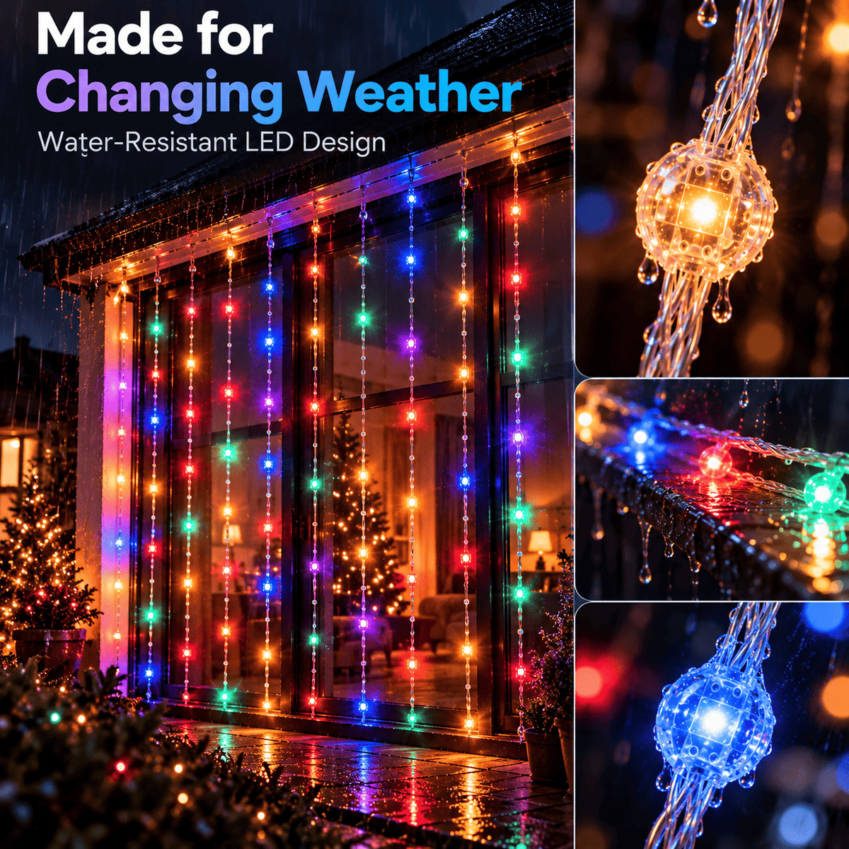 Smart Window Lights – 3×3 m Animated LED Curtain