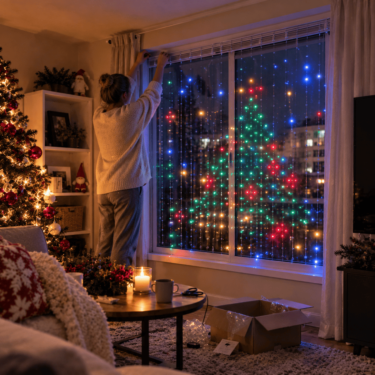Smart Window Lights – 3×3 m Animated LED Curtain